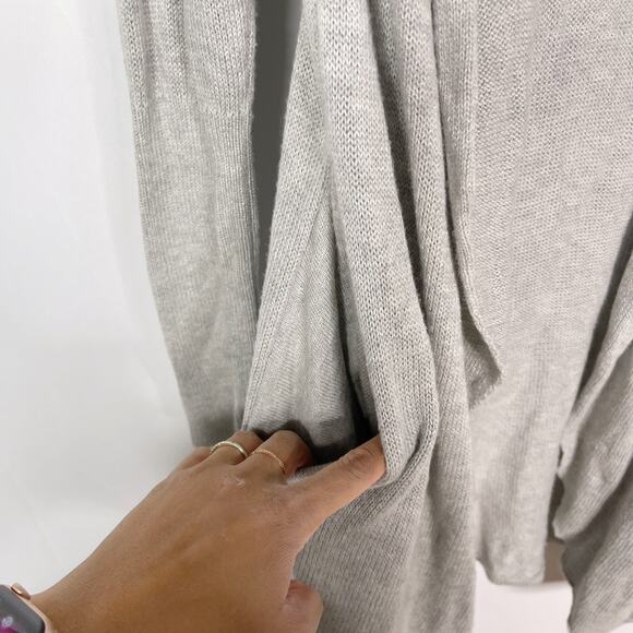 Leith M Heather Gray Cotton Wool Blend Open Front Long Length Cardigan Sweater - Picture 7 of 10